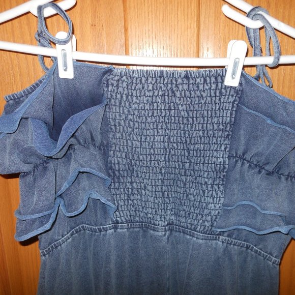 NWT!!! Ruffled WHITE BIRCH Knit Denim Jumpsuit - Picture 6 of 10